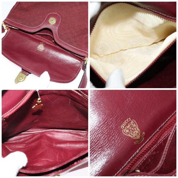 GUCCI Micro GG Canvas Shoulder Bag Red Gold Auth BA2289 - Picture 15 of 16